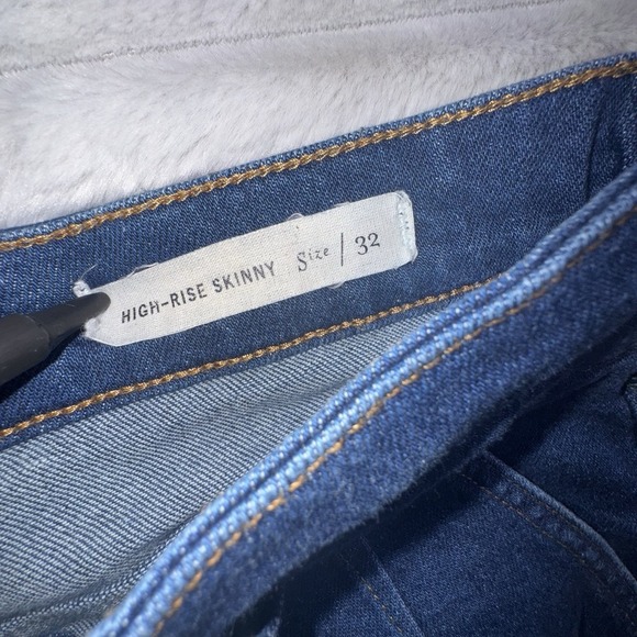 Anthropologie Pilcro Sz 32 High‎ Rise Button Fly STRETCH Skinny Blue Jeans 32x26 - Picture 5 of 13